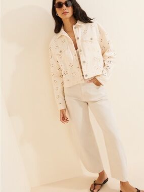 SAYLOR Cream Eyelet Denim Jean Jacket
